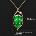 Ping an leaf natural emerald pendant